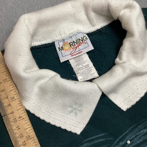Vintage Morning Sun Sweater Womens Winter 1xl Embroidered Collar 90s Christmas - Picture 2 of 9